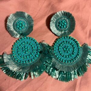 VICI - Teal beaded long earrings